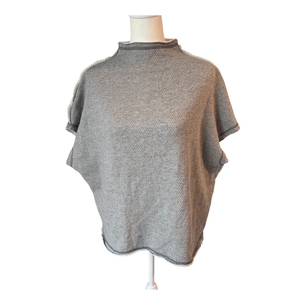 Pilcro Anthropologie Gray Boxy Knit Tee XS Oversized Minimalist Textured Top - Picture 3 of 11